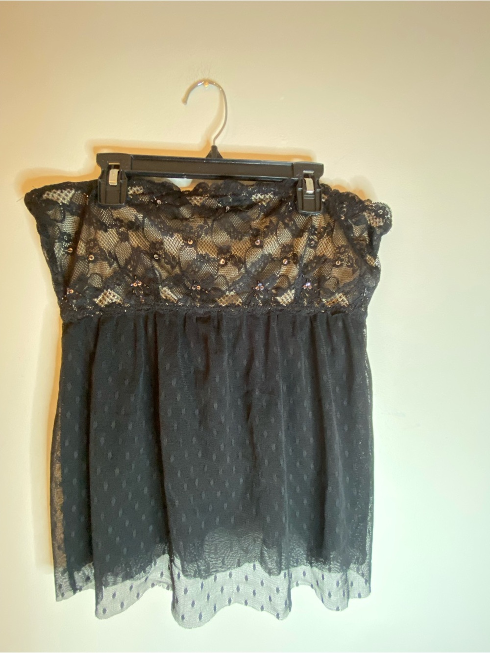 The Limited Black Strapless Lace & Mesh Evening Top
